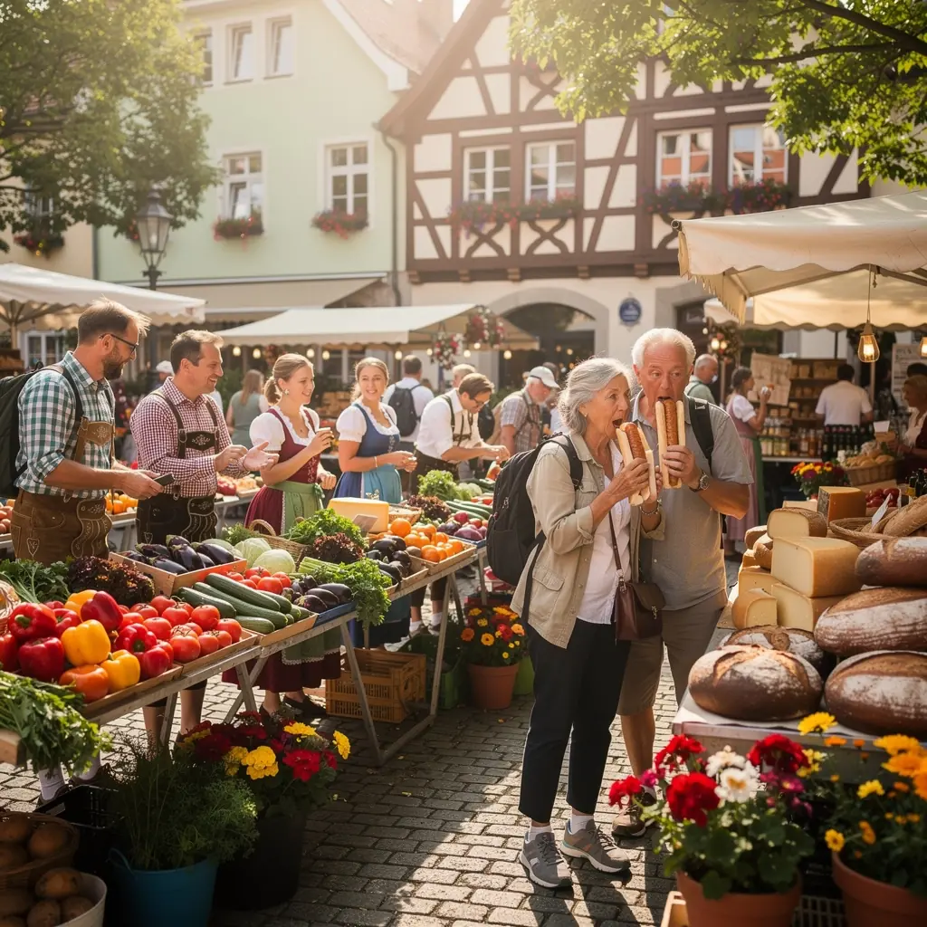 Besucher, die an einem Food-Tasting-Event teilnehmen und lokale Delikatessen probieren.